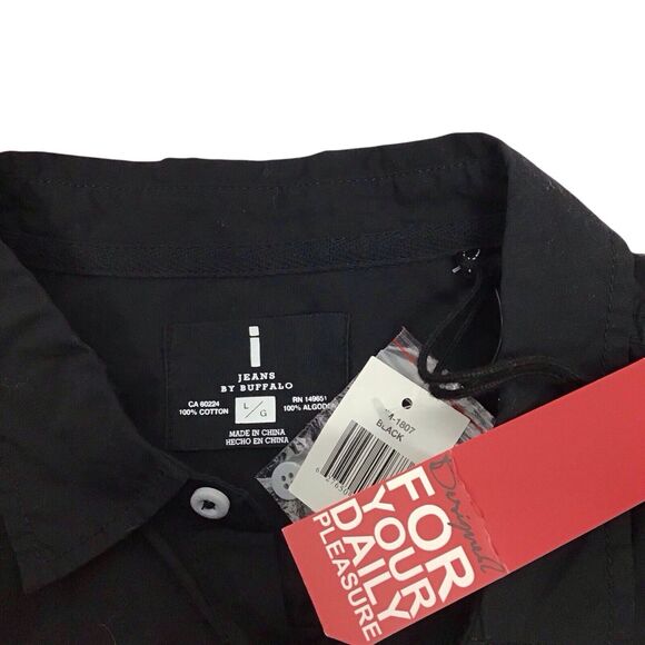 Jeans By Buffalo Shirt Men's Large Black Long Sleeve Button Up Mikolan - Picture 5 of 5